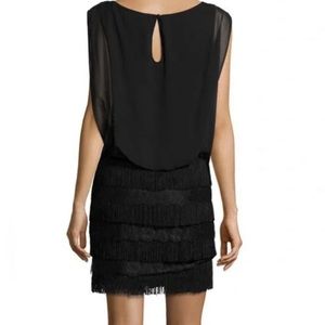 Aidan by Aidan Mattox Blouse Top Fringe Cocktail mini Dress